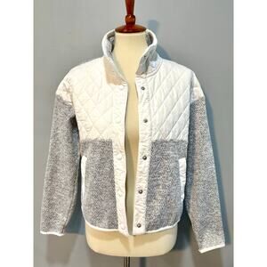 Southern Tide Quilted Mixed Media Jacket Gray White XS Coastal Preppy Full Zip